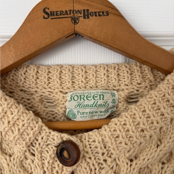 Cream Cable Knit Irish Wool cardigan - Picture 3 of 5